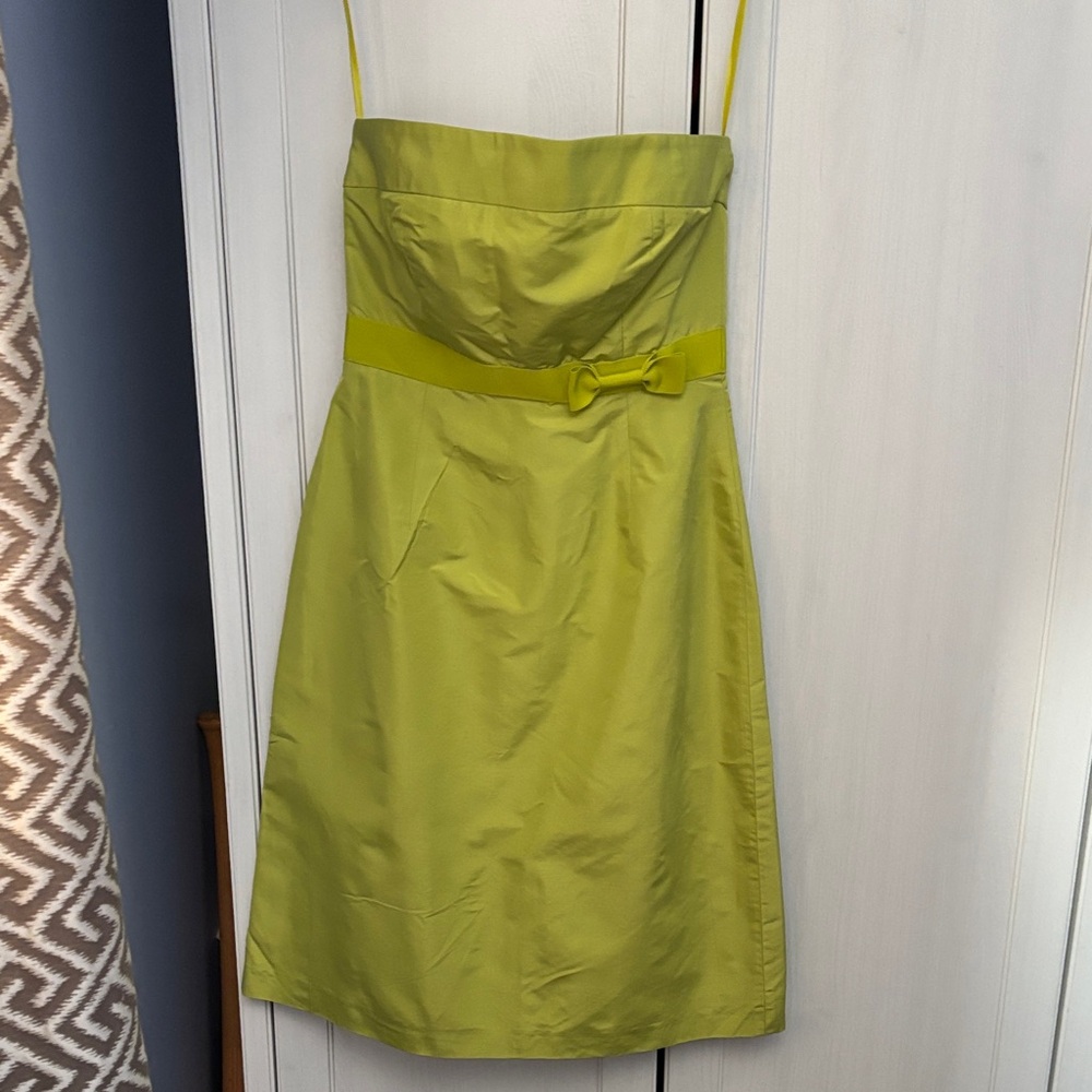 J. Crew Strapless Lime Green Dress with Bow